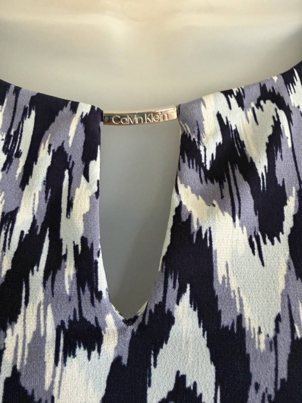 Calvin Klein Black, White and Gray Printed Sleeveless Top - Picture 3 of 4